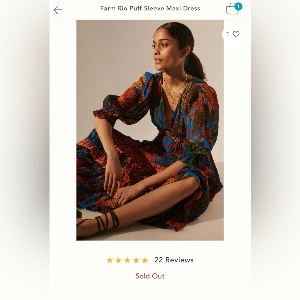 Farm rio puff sleeve maxi dress